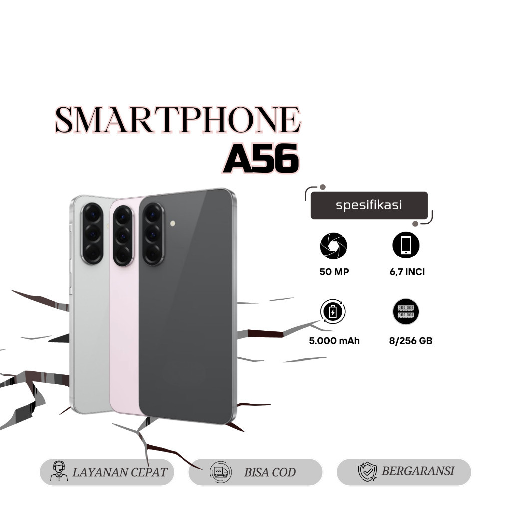 Hp Samsung A56 Ram 8/256GB Kamera 50MP Layar 6.7 Inci Garansi 1 Tahun Original