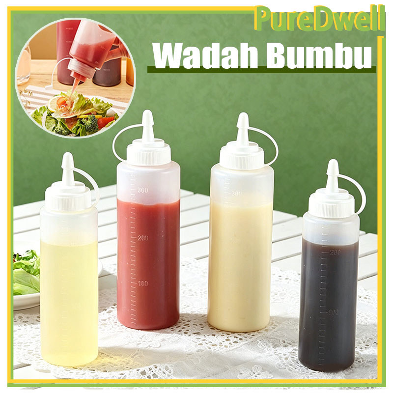 Botol Saus Plastik/Botol Saus Tomat Plastik Dengan Angka Bergaris Putih/Wadah Bumbu/Botol Saus Serba