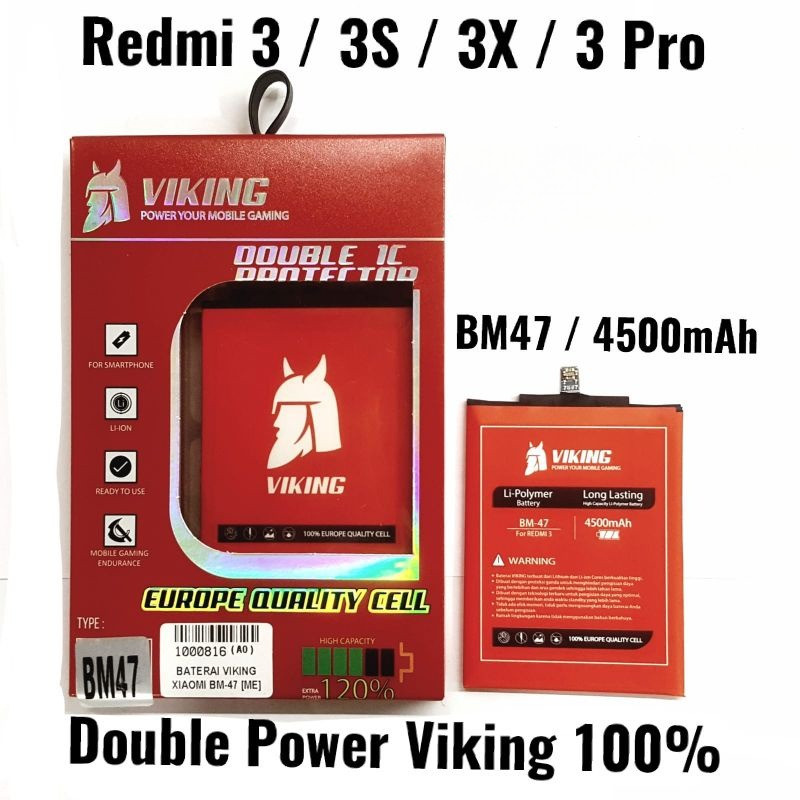 Baterai Viking Xiaomi Redmi 3 - 3S - 3X - 3 Pro - Batrei Baterai Baterai