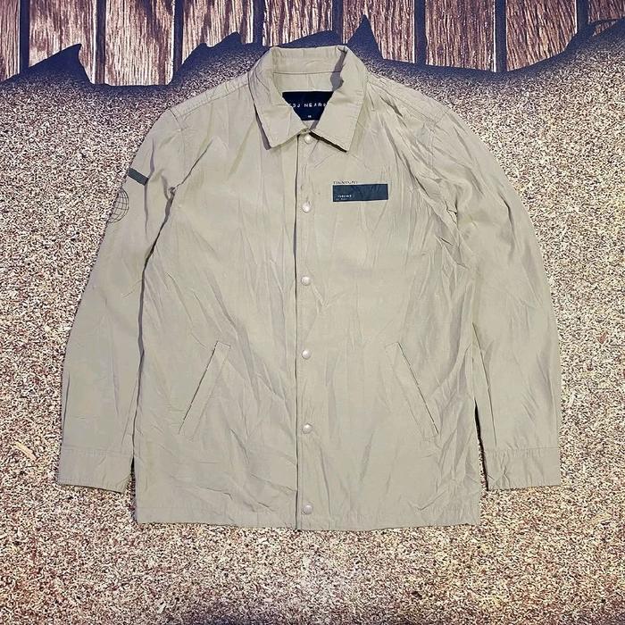 jaket varsity coach coklat TBJ NEARBY jaket harrington simpel penutup tombol button casual motoran b