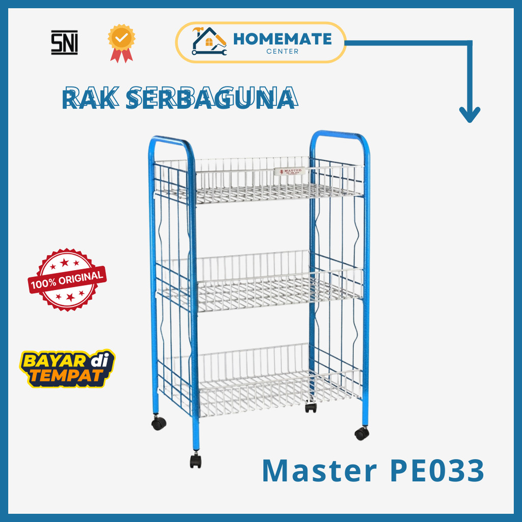 Rak Master PE 033 Rak Piring Minimalis Serbaguna 3 Tingkat Besi Anti Karat Powder Coating