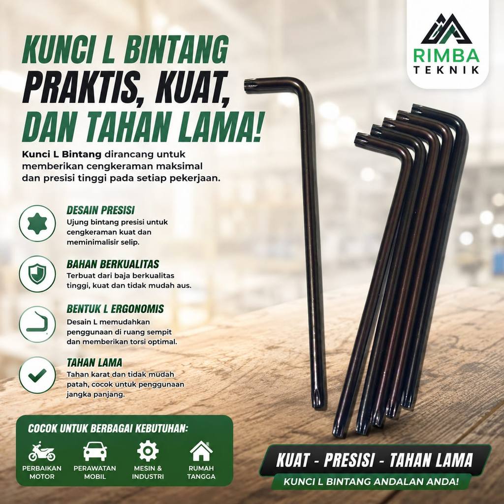 TEKIRO SATUAN Kunci L Bintang Tekiro T50 Satuan Original Termurah Kunci Body Vario