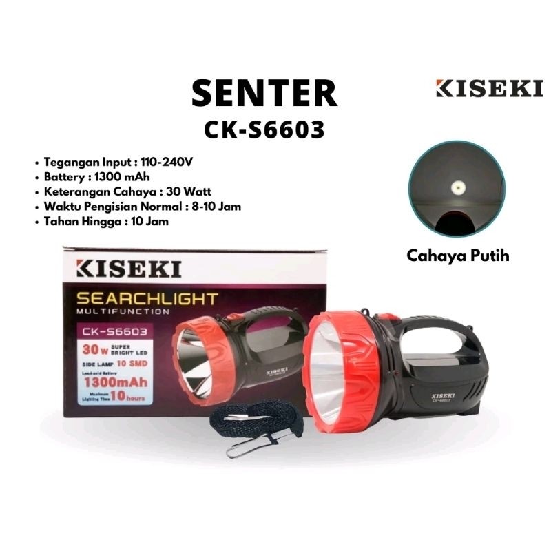 Kiseki Senter CK-S6603 Senter Tangan Jumbo 30Watt Emergency Led Light Super Bright / Senter Camping 