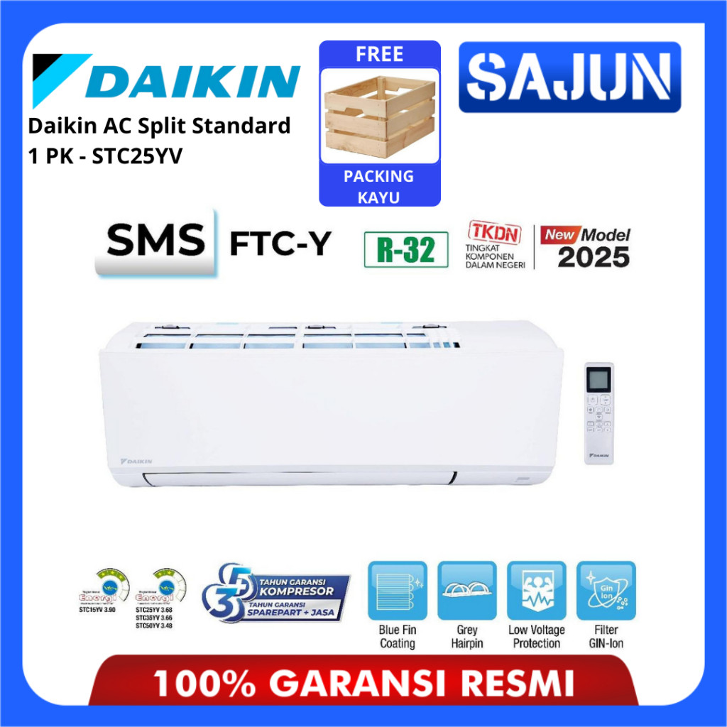 Daikin AC Split Standard 1 PK Indonesia STC25YV R32 Garansi Resmi