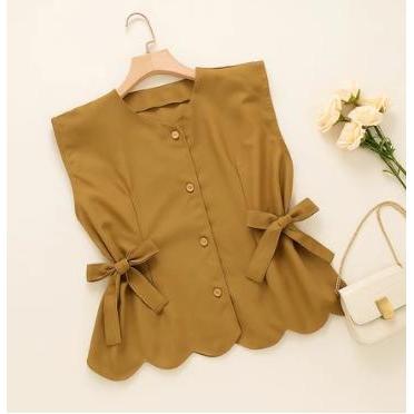 Vest Cherish Rompi Wanita Semiwoll Tali Pinggang Cherish Vest Outer Remaja Dewasa - DTT77 - IVORY Te