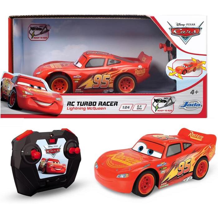 Jada Toys Pixar Cars 1:24 Lightning McQueen RC Remote Control Car 2.4 GHz Red Toys for Kids