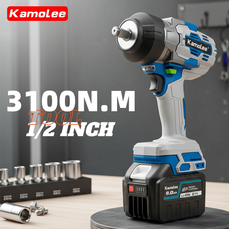 Kunci Pas Listrik Kamolee 3100N.m 1/2" Cordless Torsi Besar, Motor Tanpa Sikat