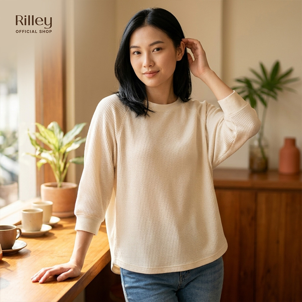 RILLEY - Kaos Waffle Leticia Batwing | Baju Waffle Cewek Perempuan Wanita