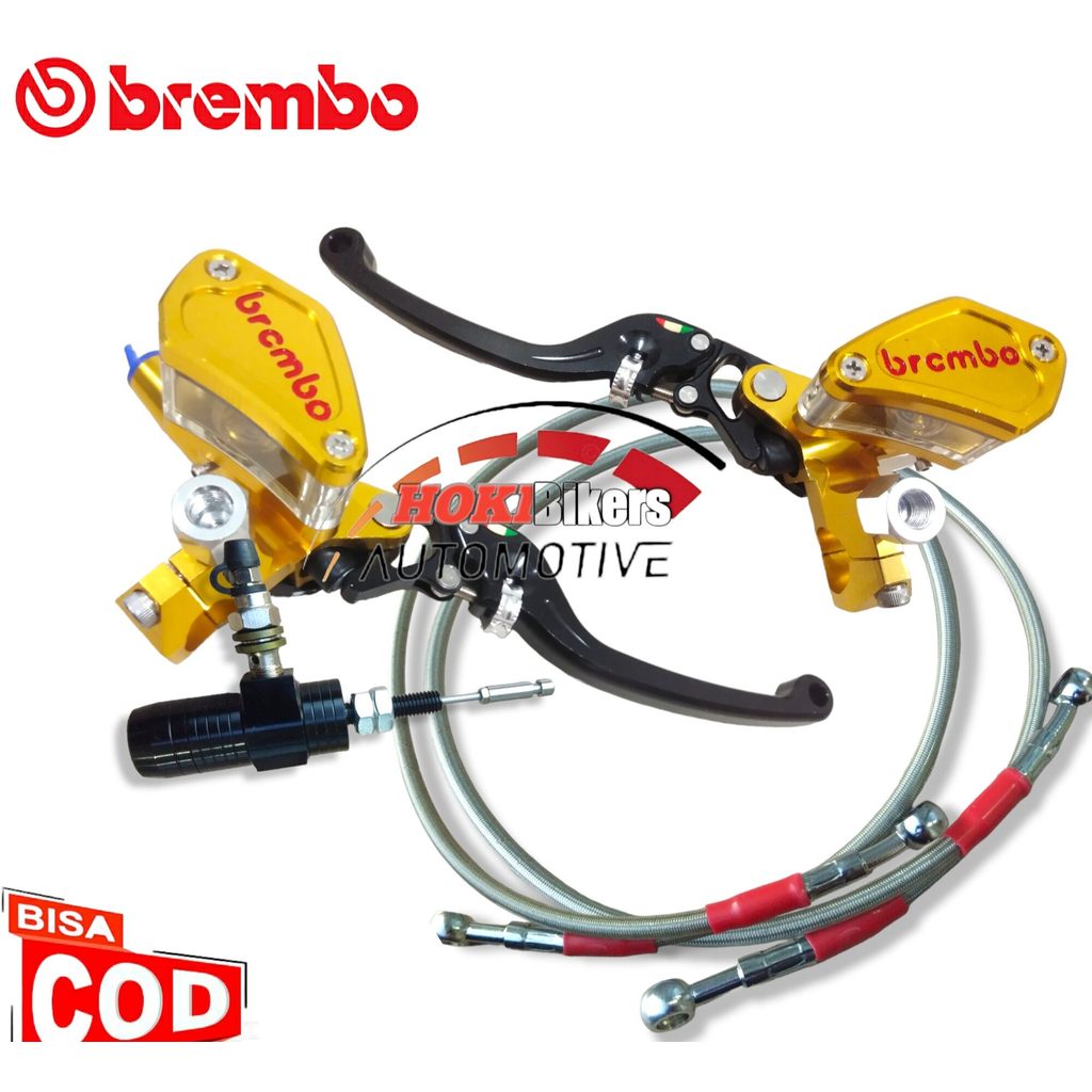 [PROMO 6.6] Master rem dan Kopling Hidrolik Brembo ORIGINAL Tabung kaca Cnc Plus Selang Thailand set