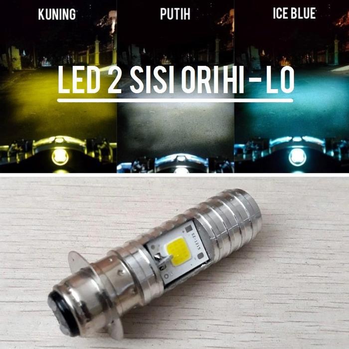 1096. LED H6 2 SISI ASLI ORI lampu utama halogen depan 2 putih kuning - PUTIH