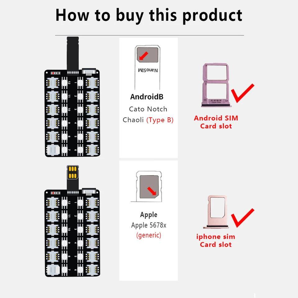 T13 12 Card Slot SIM Card Adapter Multi SIM Card Reader for Android Smartphone Mini SIM Nano Sim Car