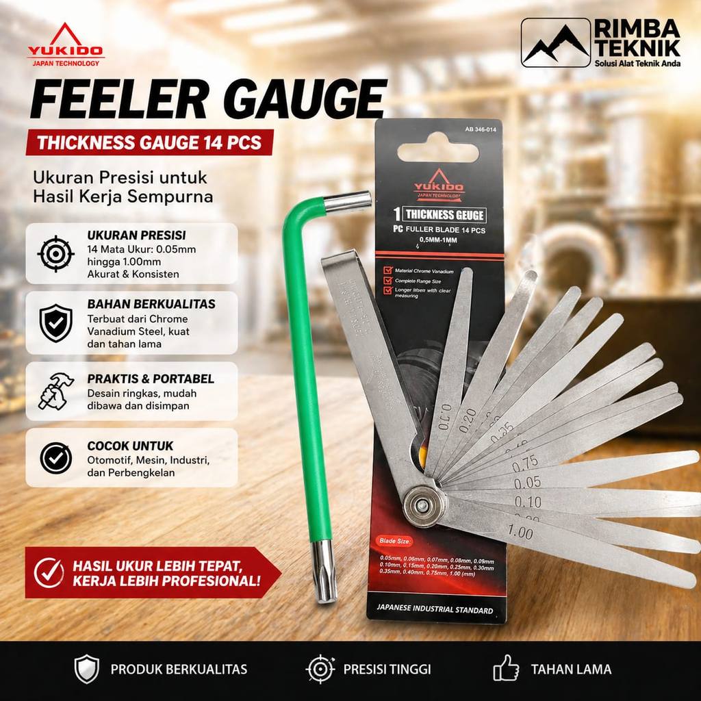 Paket Kunci stel klep set 4pcs + Fuller gauge feeler 0.05-1mm set L klep T 40 Kunci Ring 8×9 kunci 1