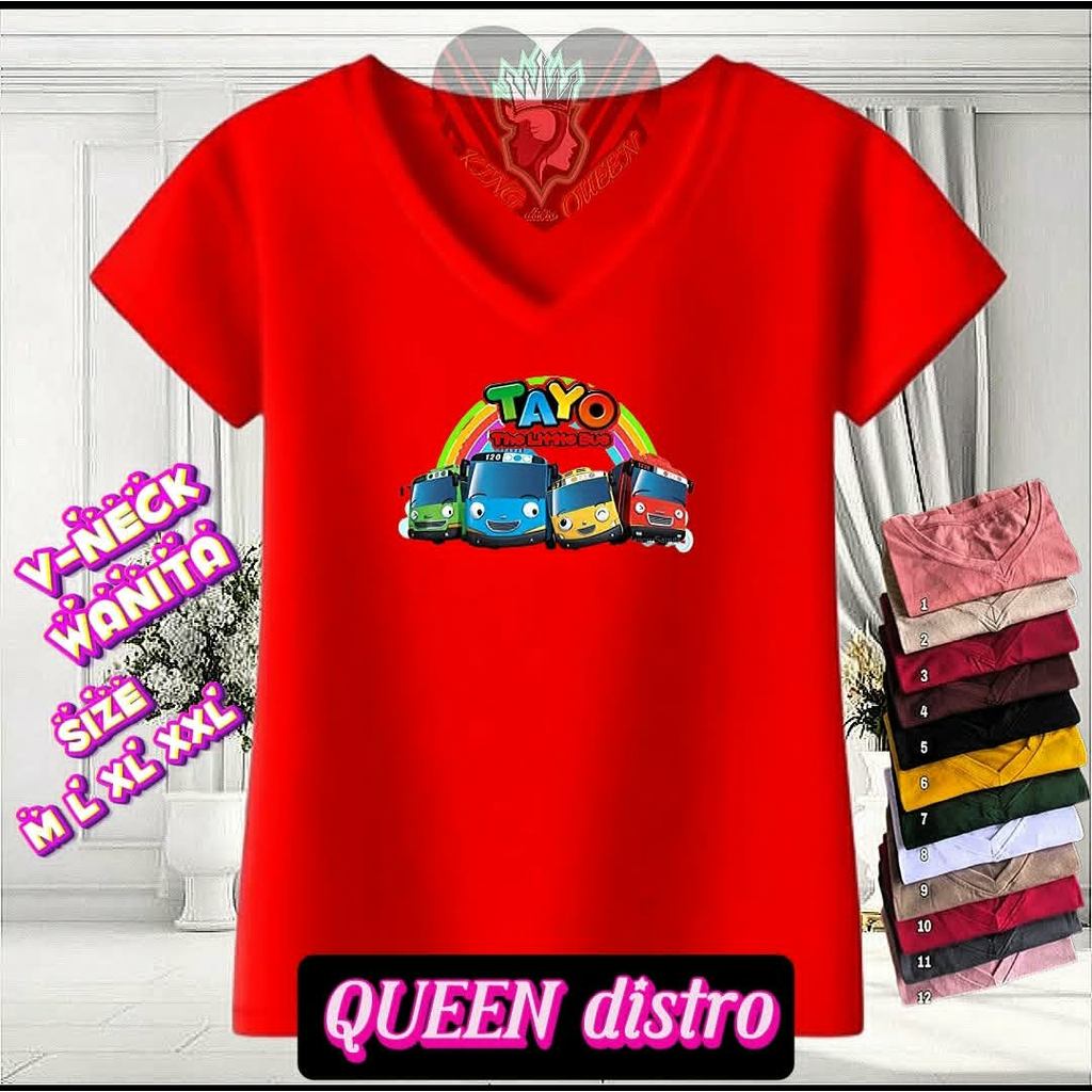 KAOS V NECK DEWASA WANITA ABG TAYO BAHAN LEMBUT DAN ADEM