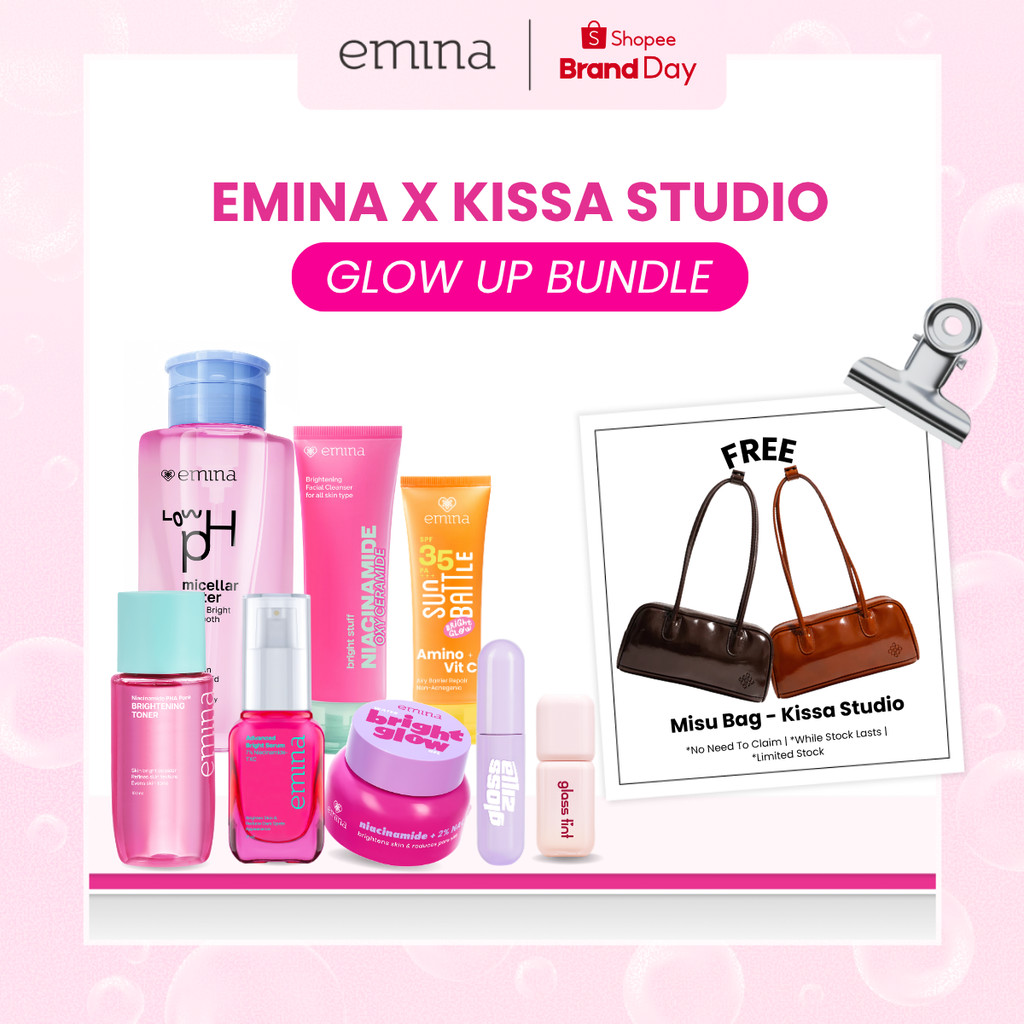 [SPECIAL BRAND DAY: EMINA X KISSA STUDIO] Glow Up Bundle - Paket Skincare Cerah Lengkap Micellar Wat