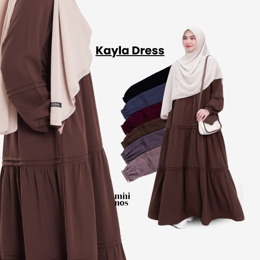 Mininos Kayla Dress Lipit | Gamis Daily Busui Remaja Muslimah Terbaru