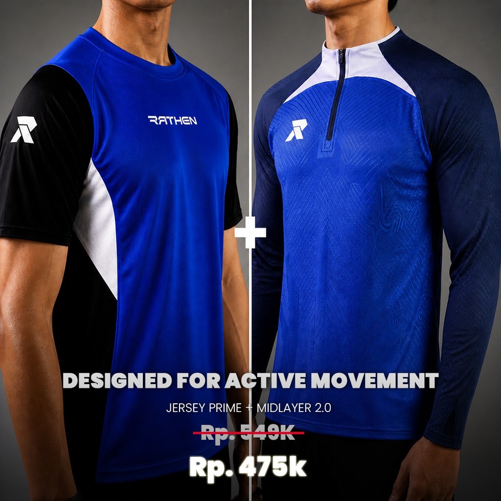 RATHEN Bundling Jersey Prime + Midlayer Pro | Jacket Training Pria Baju Olahraga Futsal Sepak Bola B