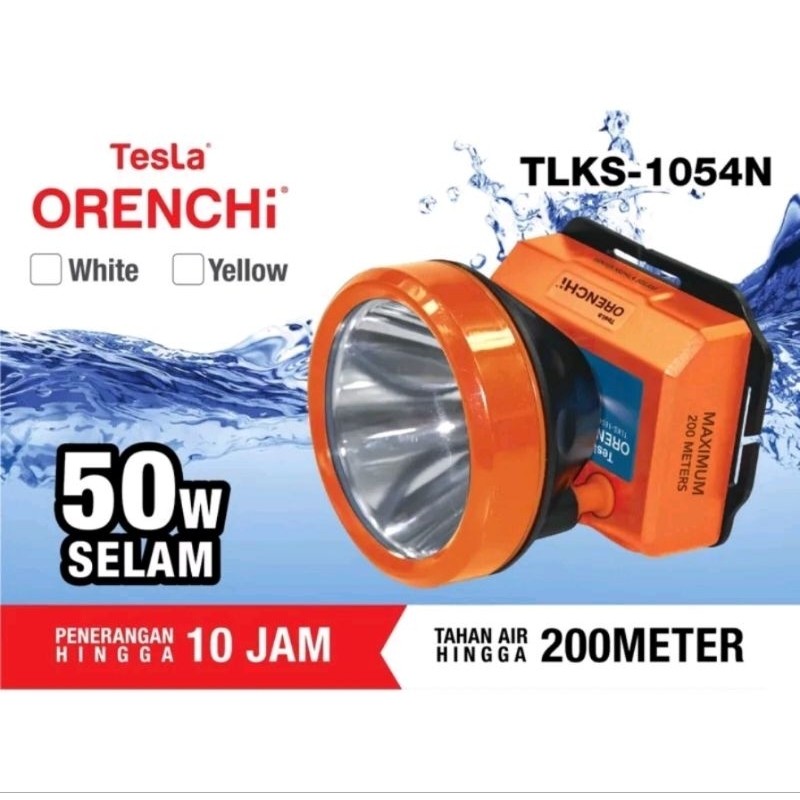 Promo Diskon 6.6 Tesla Senter Kepala Cas 50Watt Menyelam tahan air hingga 200meter Tesla 1054
