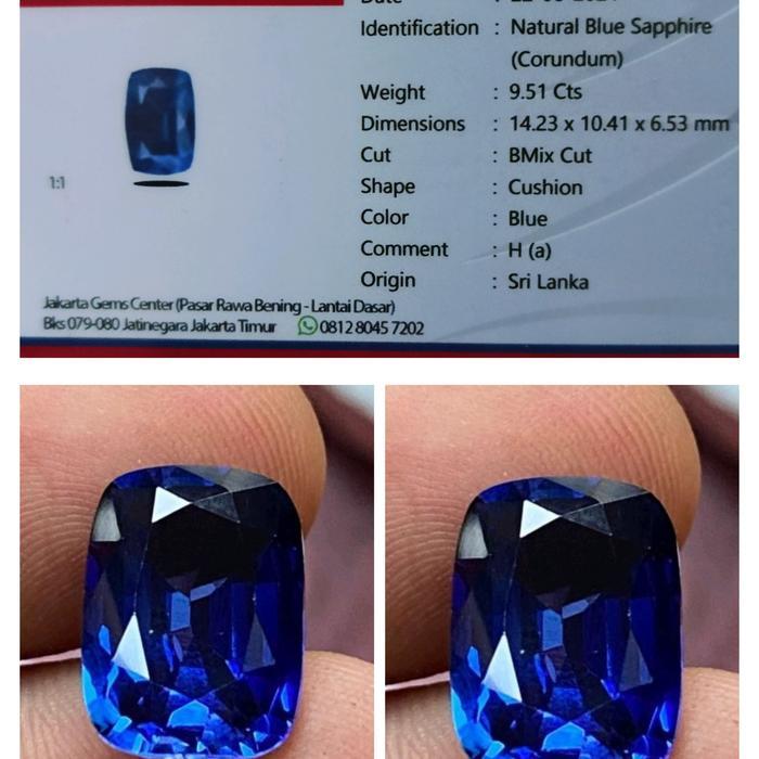 Natural blue sapphire+ memo