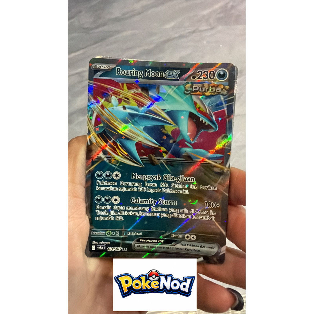 Roaring Moon eX 101/187 RR Indo- Roaring Moon 100/187 Indo Kumpulan kartu Pokemon TCG Original Sleev