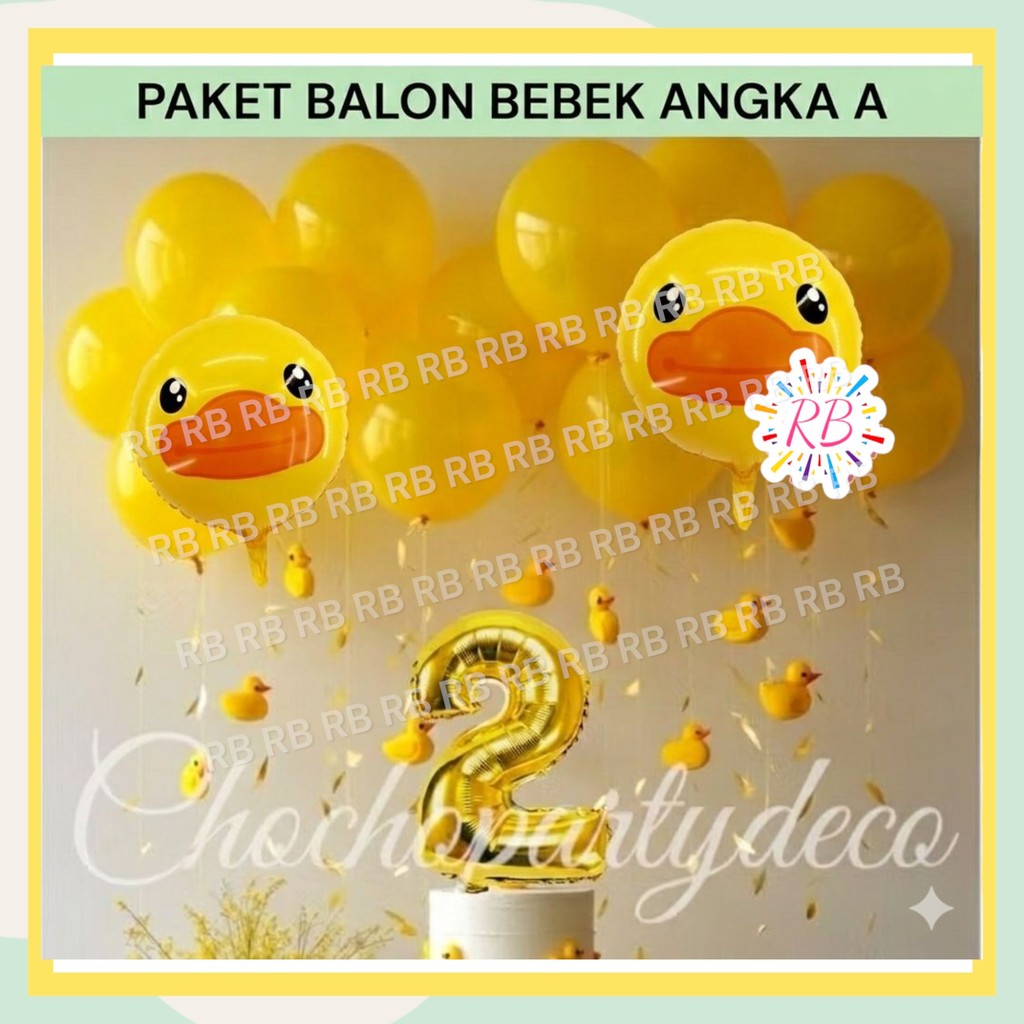 Paket Balon BEBEK ANGKA A / Dekorasi Ulang Tahun BEBEK