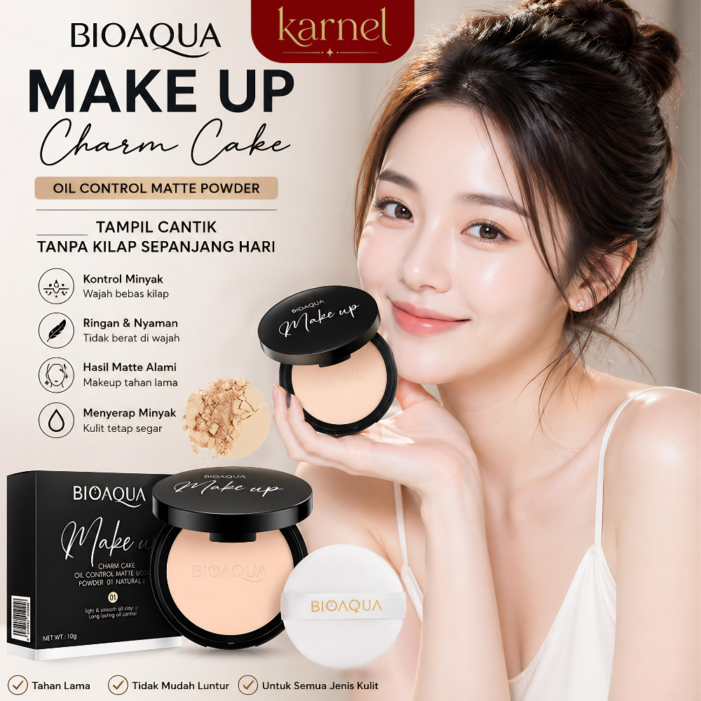 Bioaqua Bedak Padat Natural Glowing Waterproof Oil Control Smooth Finish Makeup
