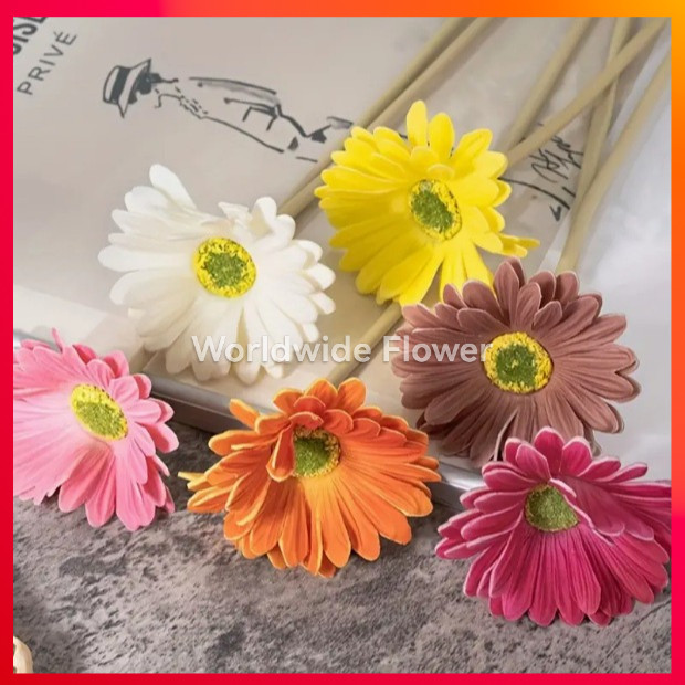 [COD]Bunga Daisy Gerbera Artificial Bunga Palsu Real Touch 32Cm Dekorasi Rumah Pernikahan READY