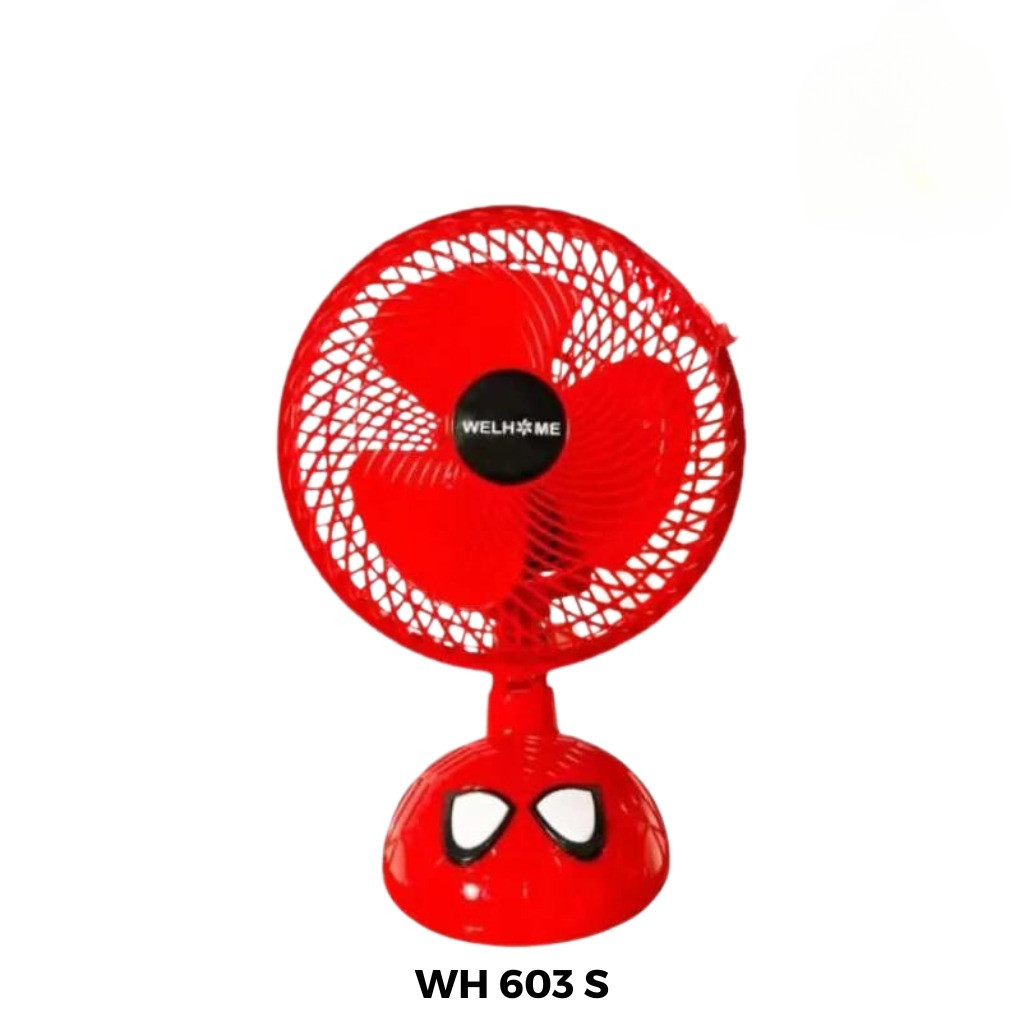 KIPAS ANGIN SPIDERMAN 10 INCH/KIPAS MEJA LISTRIK WELLHOME KIPAS KECIL SD