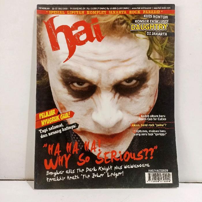 Majalah Hai : majalah vintage Hai edisi 29 Juli 2008 - Bongkar abis the Dark Knight plus wawancara t