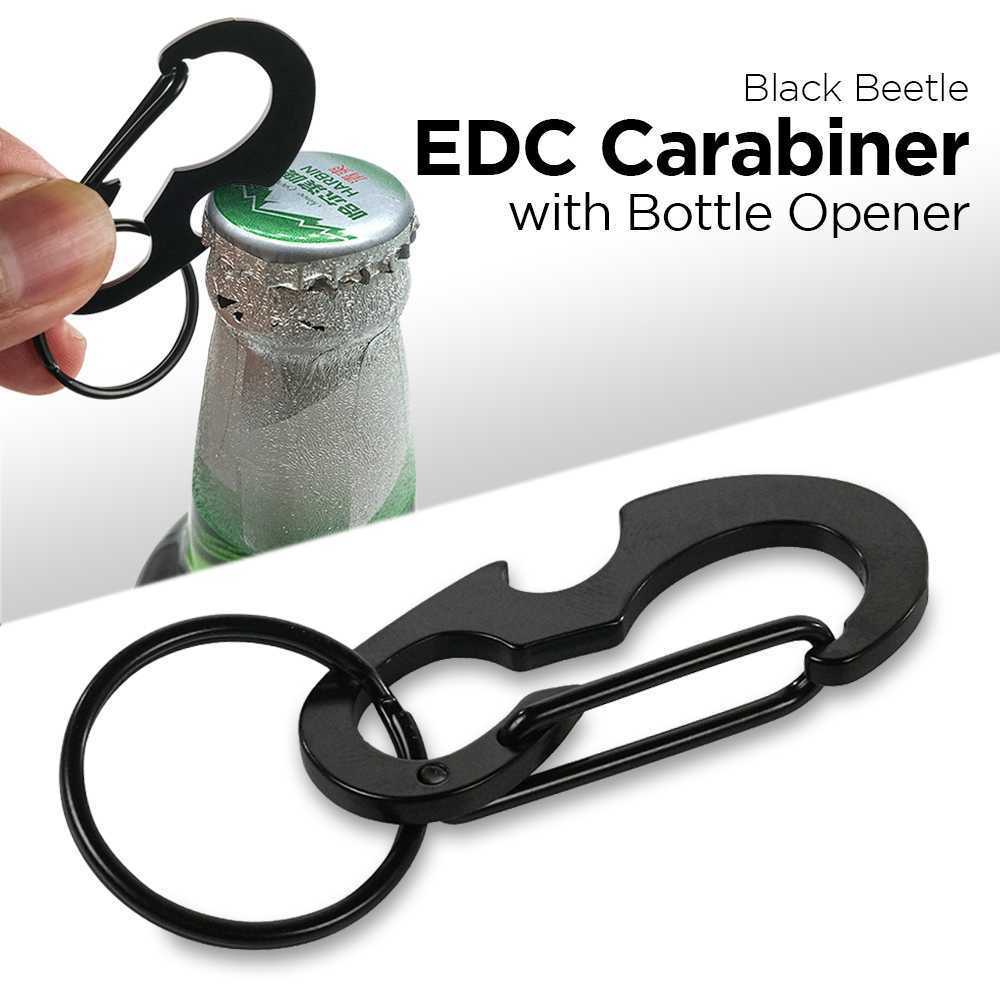 Relefree Black Beetle EDC Carabiner with Bottle Opener Original Survival