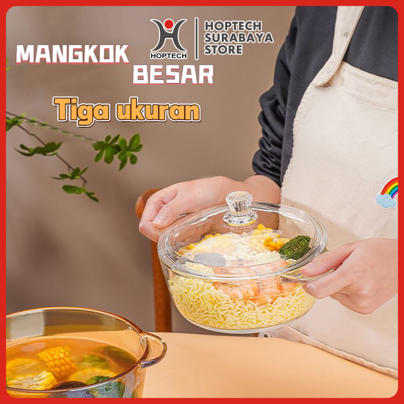Hoptech SRBY - Mangkok Plastik Aesthetic 450ml/600ml + Tutup | Salad Buah Sup Sayur