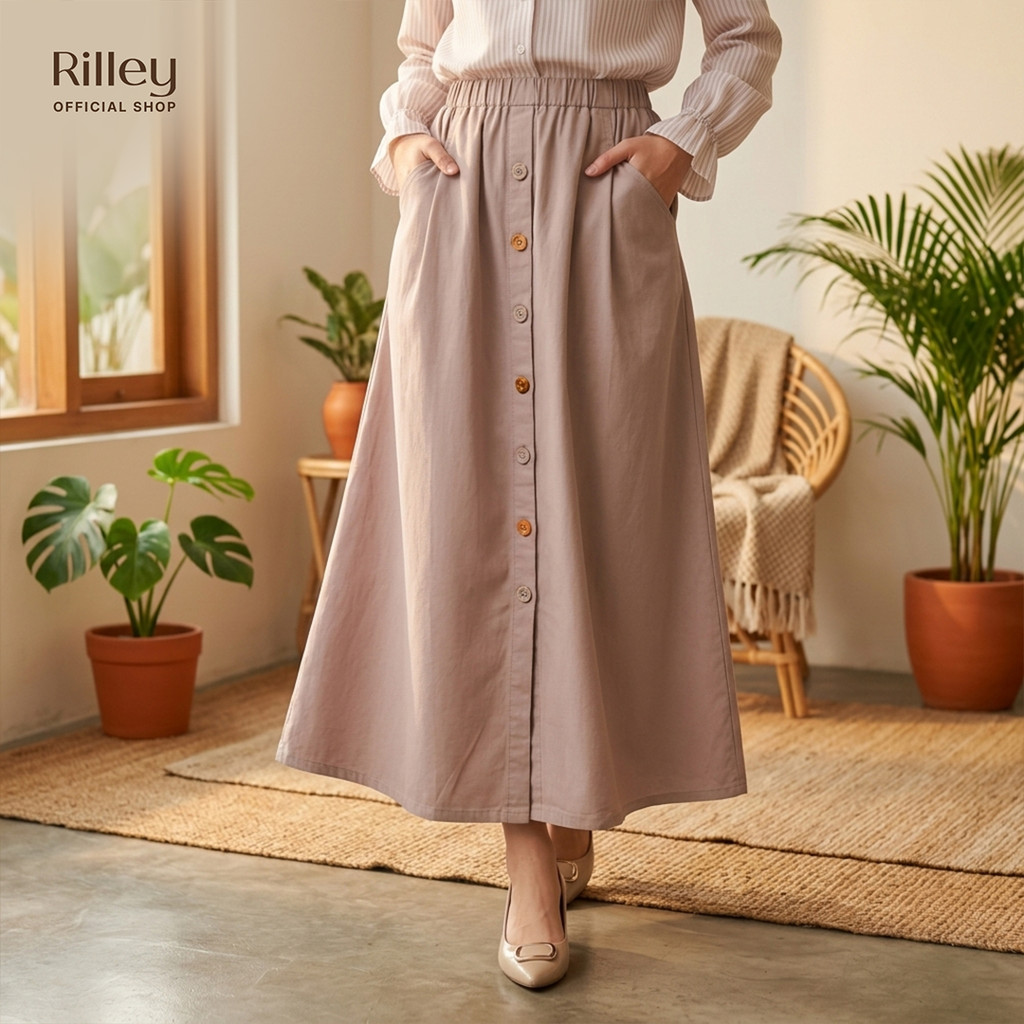 NEW RILLEY - Rok Kamelia | Bawahan Panjang Wanita Rok Muslim