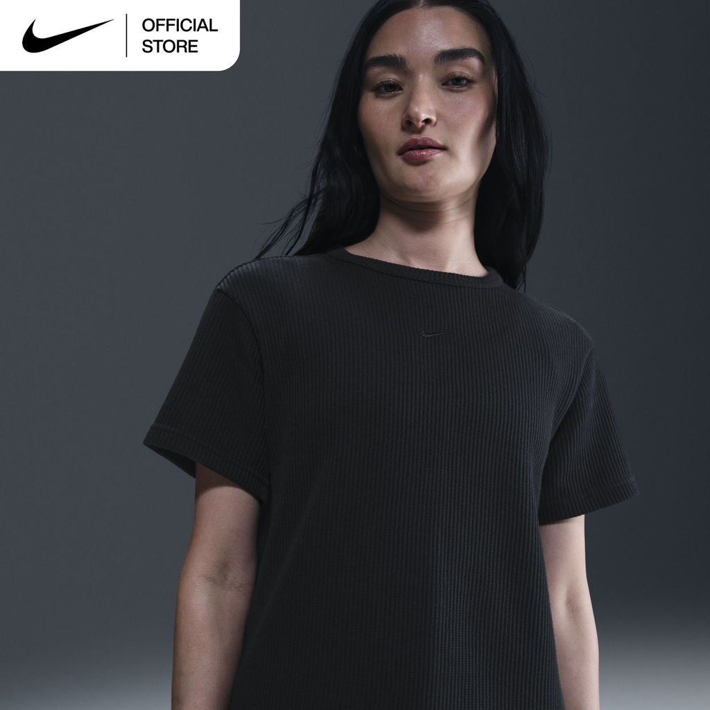 Nike Women's Sportswear Chill Waffle Loose Short-Sleeve Top - Black [HJ3839-010]