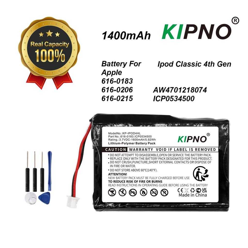 KIPNO 1600mAh Replacement Battery for iPod Classic 4th Gen 20GB40GB Photo U2 A1059 6160206 6160183