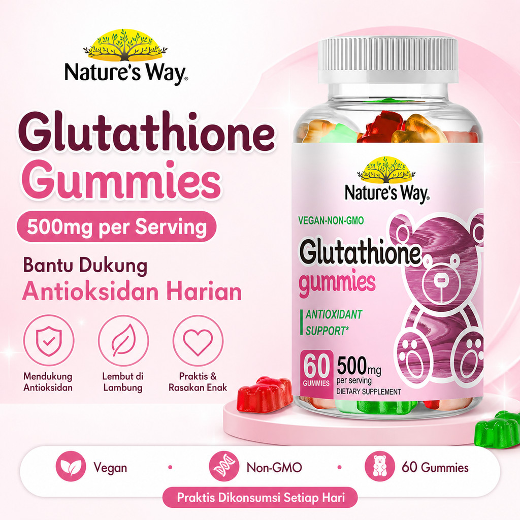 Nature’s Way Glutathione Gummies 60pcs Suplemen Wanita Antioksidan Kulit Sehat Glow From Within