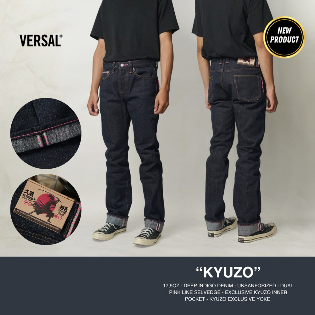 Versal The Finest - KYUZO 17,5oz Unsanforized Dual Pink Line Selvedge Denim (Ready Stock)