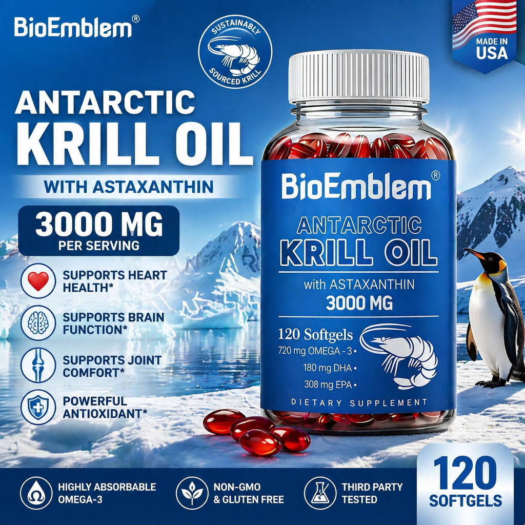ANTARCTIC Krill Oil 3000mg - 120 Softgel | Omega-3 Alami dari Krill | Jantung & Sendi | Antioksidan 
