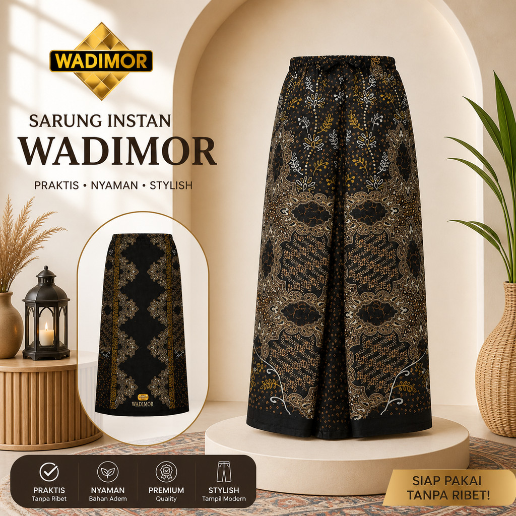 LIMITED Wadimor Sarung Instan Kantong Samping Anti Ribet, Langsung Pakai