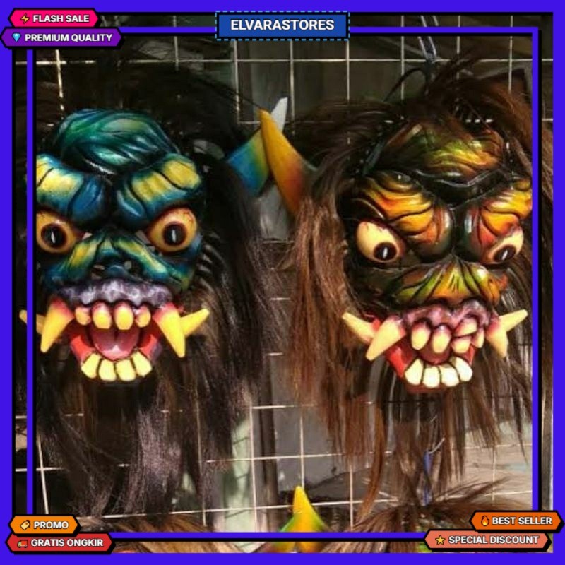 READY Topeng Buto Gedruk / Topeng Buto Rampak / Topeng Buto Ijo / Topeng Gedrug Mika Rambut Panjang 
