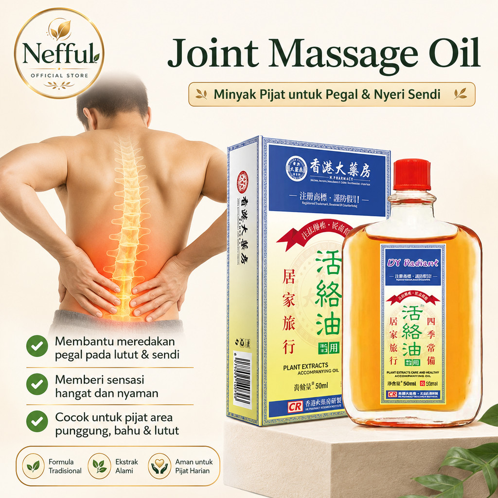 Nefful 50ML Minyak Saraf Ampuh Minyak HongKong Pain Ease Oil Joint Massage Oil Knee pain relief oil 