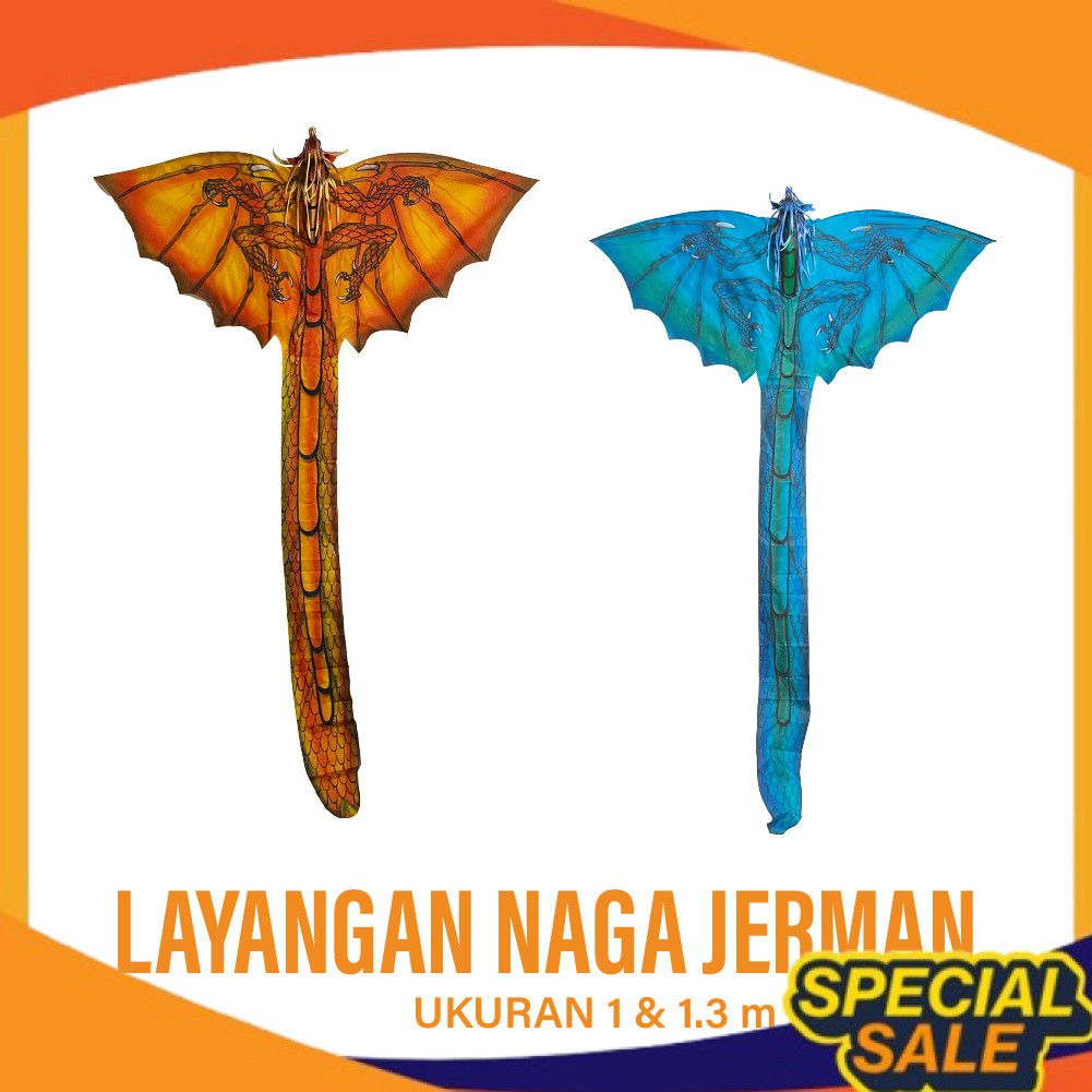 Layangan Naga Jerman 2 meter  - Layang Layang Naga Kain - Layangan Unik - Layangan 3 Dimensi - Layan