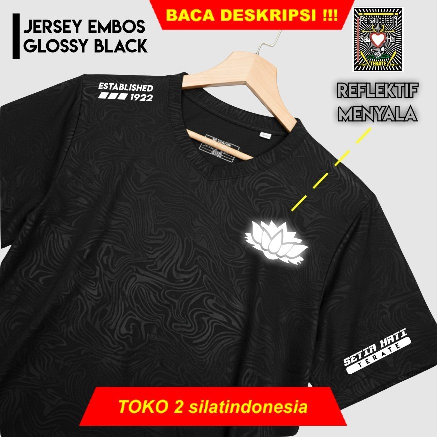 Kaos Jersey Embos PSHT Terate Lotus Menyala Premium Gramasi tebal dan adem Warna Hitam
