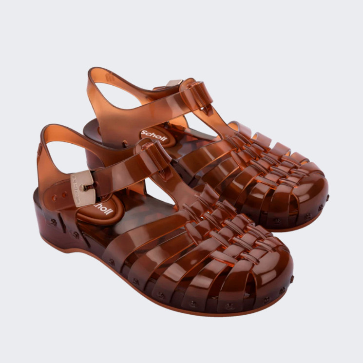 Sepatu Sandal Wanita Melissa Possession Pescura Heel + School Ad Clear Brown
