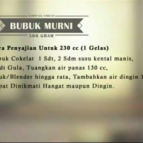 BUBUK COKLAT MURNI 500 G (Kampung Coklat Blitar) Terlaris