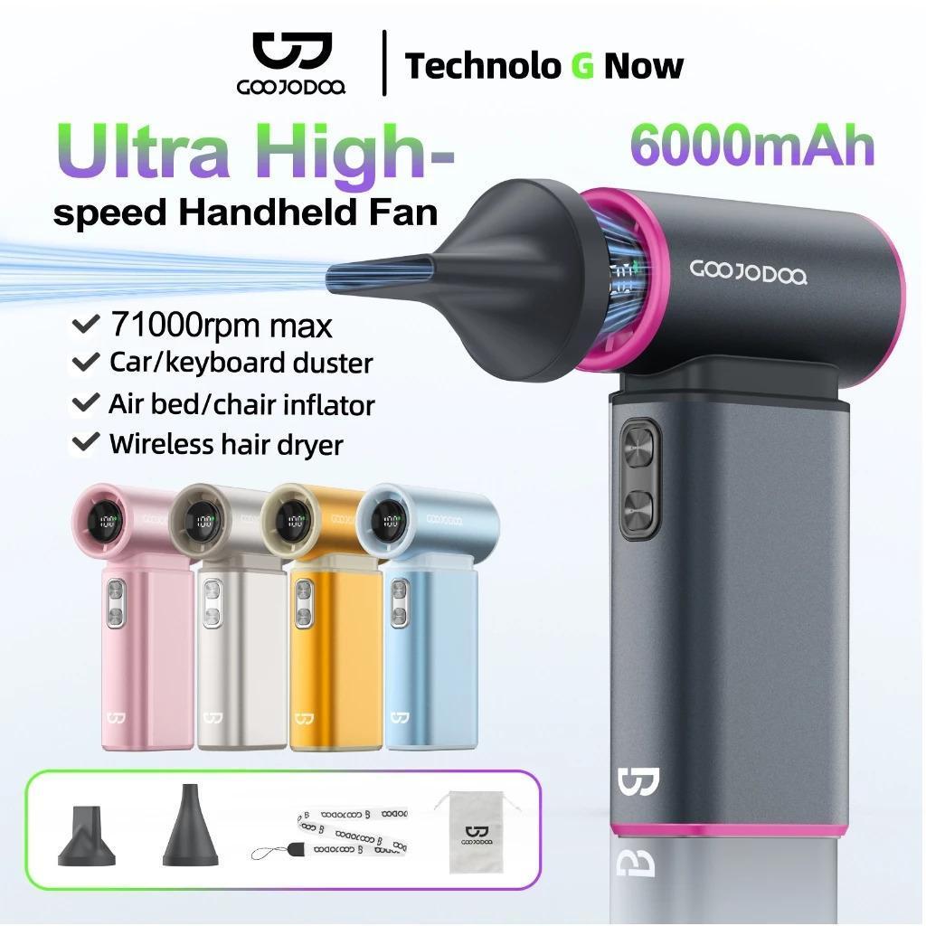 GOOJODOQ GFS009 3-in-1 Ultra High-Speed Premium Handheld Fan Up to 71000 RPM 6000 MAH LED Display Wi