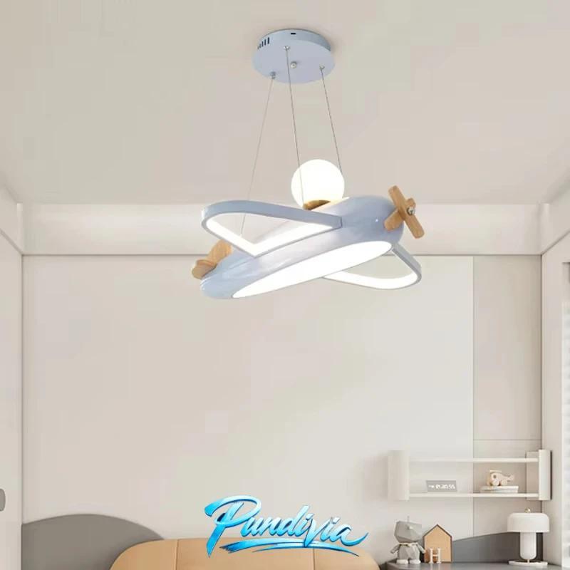 Lampu Gantung Pesawat Putih LED Untuk Kamar Anak Nursery Plafon Modern Desain Unik Dekorasi Kamar Ti