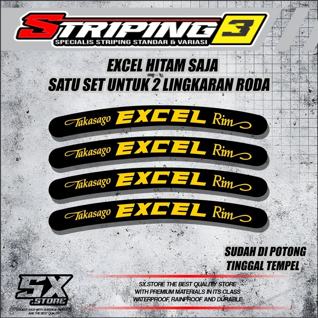 SX STORE - STICKER VELG TAKASAGO EXCEL ASIA PRINT- STIKER TINGGAL PASANG SUDAH ANTI AIR ANTI LUNTUR