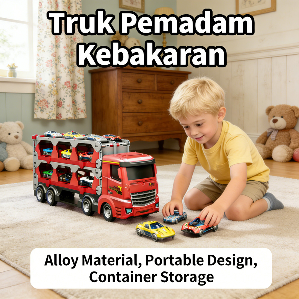 Mobil Konstruksi Kendaraan Truk Pemadam Kebakaran Anak Katapult Portable Alloy Truk Container Model 