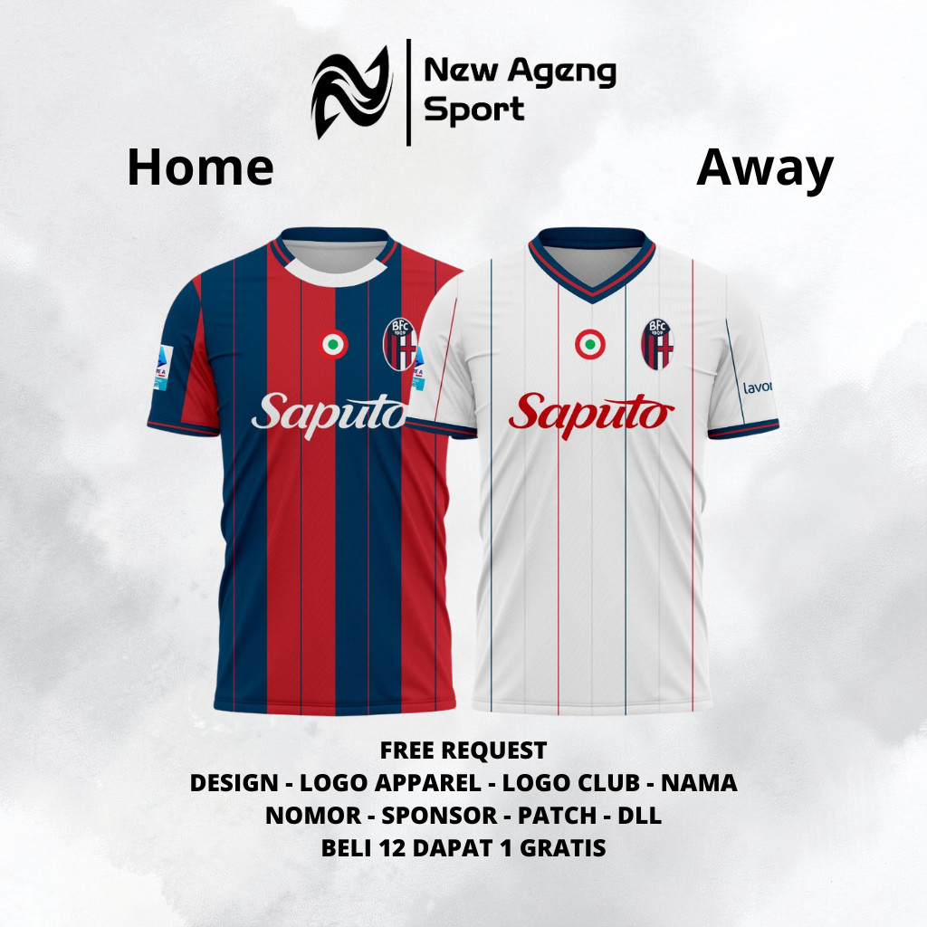 Jersey NasBologna Home Away 2025 2026 Jersey Futsal Custom Jersey Bola Custom New Ageng Sport