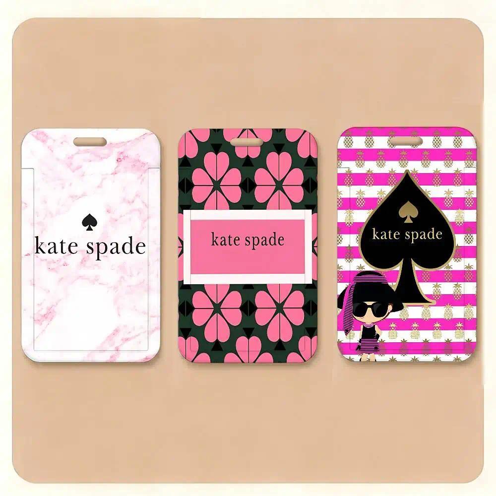 Fashion Brand K-Kate S-Spade Working Bank Cret Card Holders With Long Lanyard Employee Name ID Card 