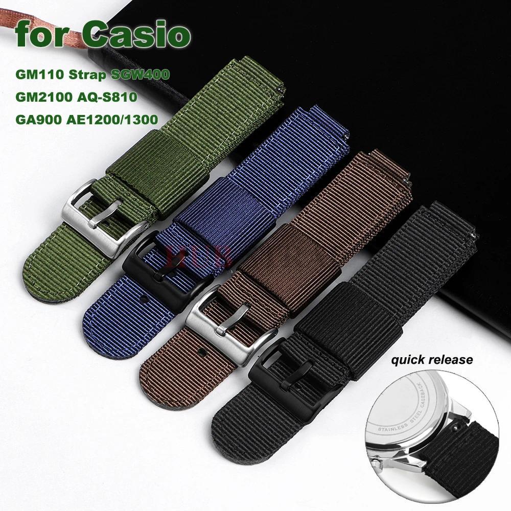 Nylon Watch Band 16mm 18mm for Casio GM110 Strap SGW400 GM2100 AQ-S810 GA900 AE1200/1300 Quick Relea